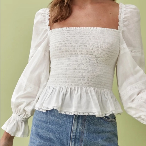 Reformation Roland Top In White Size Extra Large - Picture 4 of 9